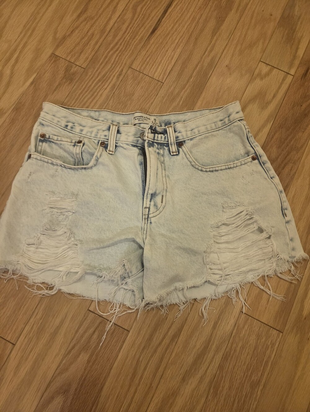 Abercrombie & Fitch Light Blue Distressed Denim Shorts